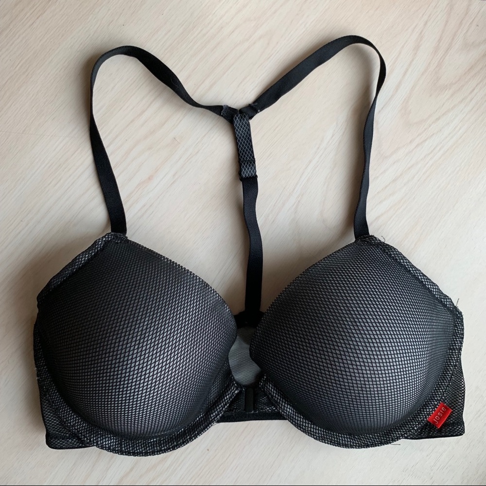 Josie Natori Black Mesh Underwire Bra - 32D